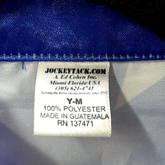 Jockey Tack Youth Jockey Silk Jacket Size Y- Medium Blue Red White Stars - Picture 2 of 7